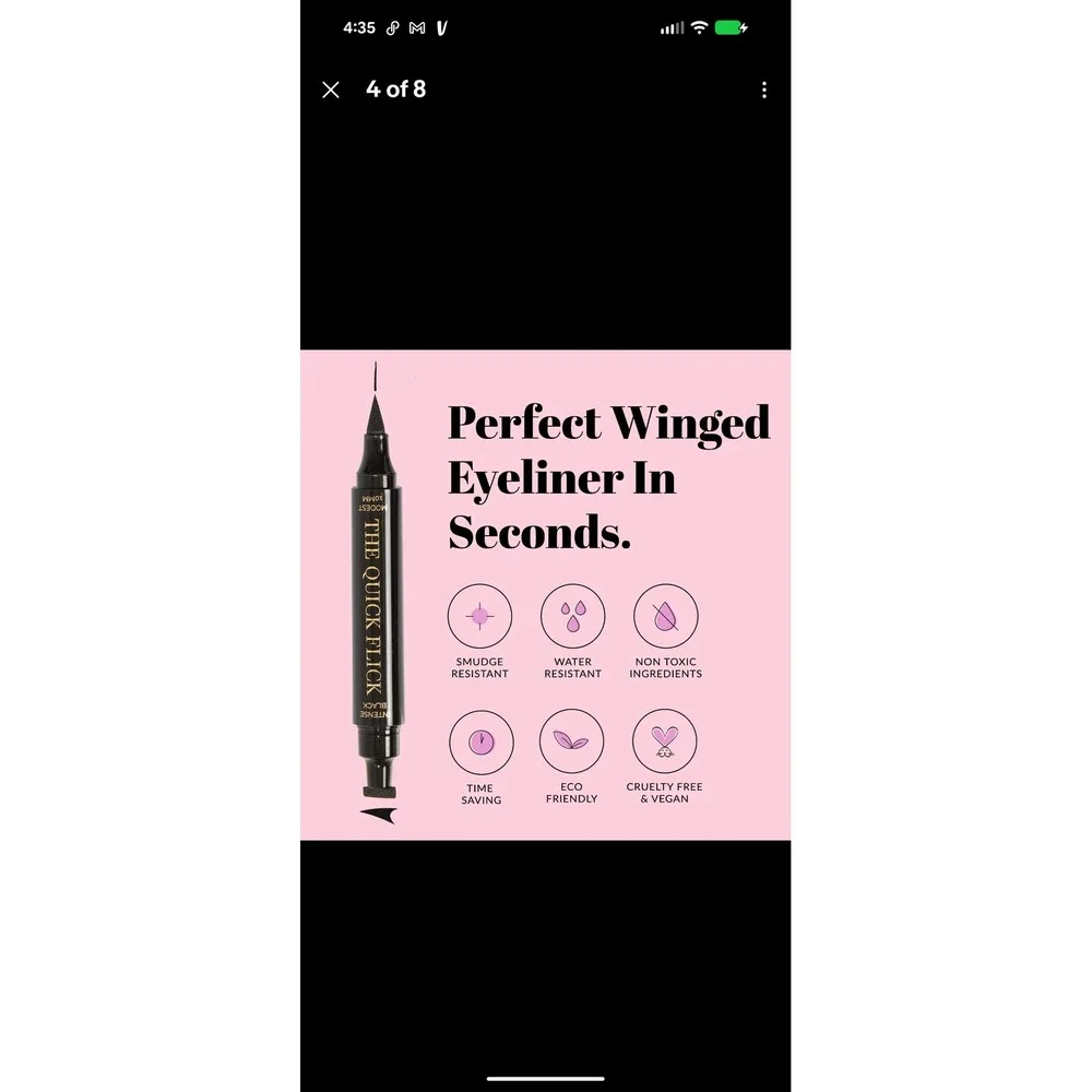 NIB The Quick Flick Winged Eyeliner Stamp Modest 10mm Intense Black Duo Set